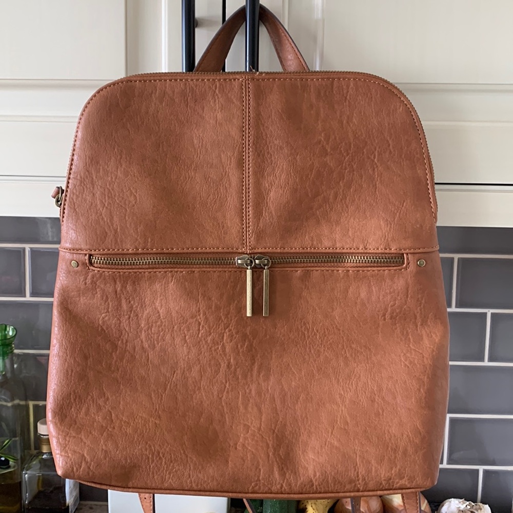 Brown backpack by Market & Spruce Dara Zipper Detail